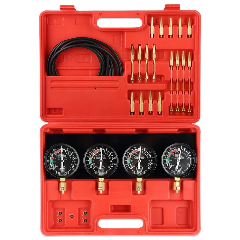Motorcycle Fuel Vacuum Carburetor Synchronize Tool Kit Fuel Vacuum Carburetor Balancer Carb Sync Gauge Set with Storage Case - Image 1