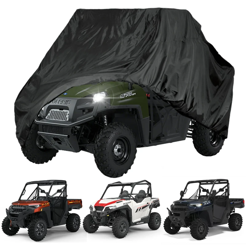 QYMOTO UTV Cover 2 Seater，Compatible with Polaris Ranger 570 Cover, RZR 900/1000 Covers,Honda Pioneer 500/700,Can am X3,Arctic Cat Side by Side All Weather Protection Windproof Waterproof