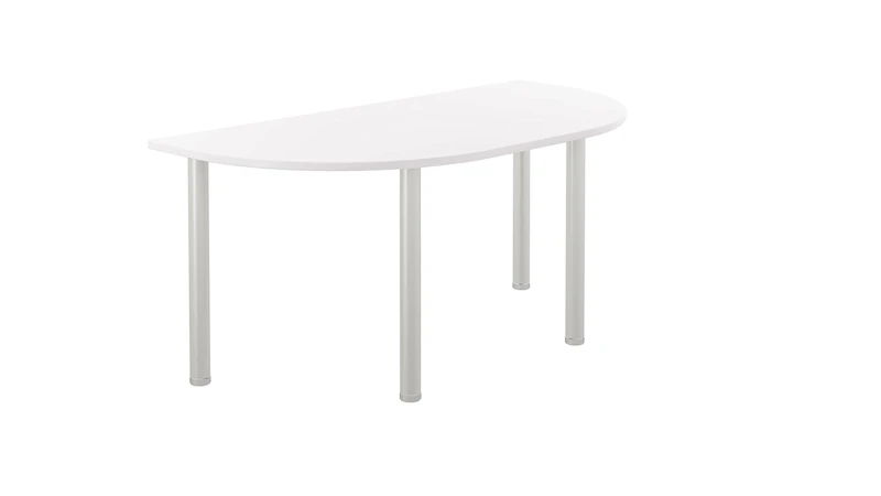 Office Hippo D-End Office Table, Sturdy & Robust Table Desk, D-Shaped Work Table For Home Office, Versatile Desk Table For Meeting Room or Boardroom, 5 Year Guarantee - White