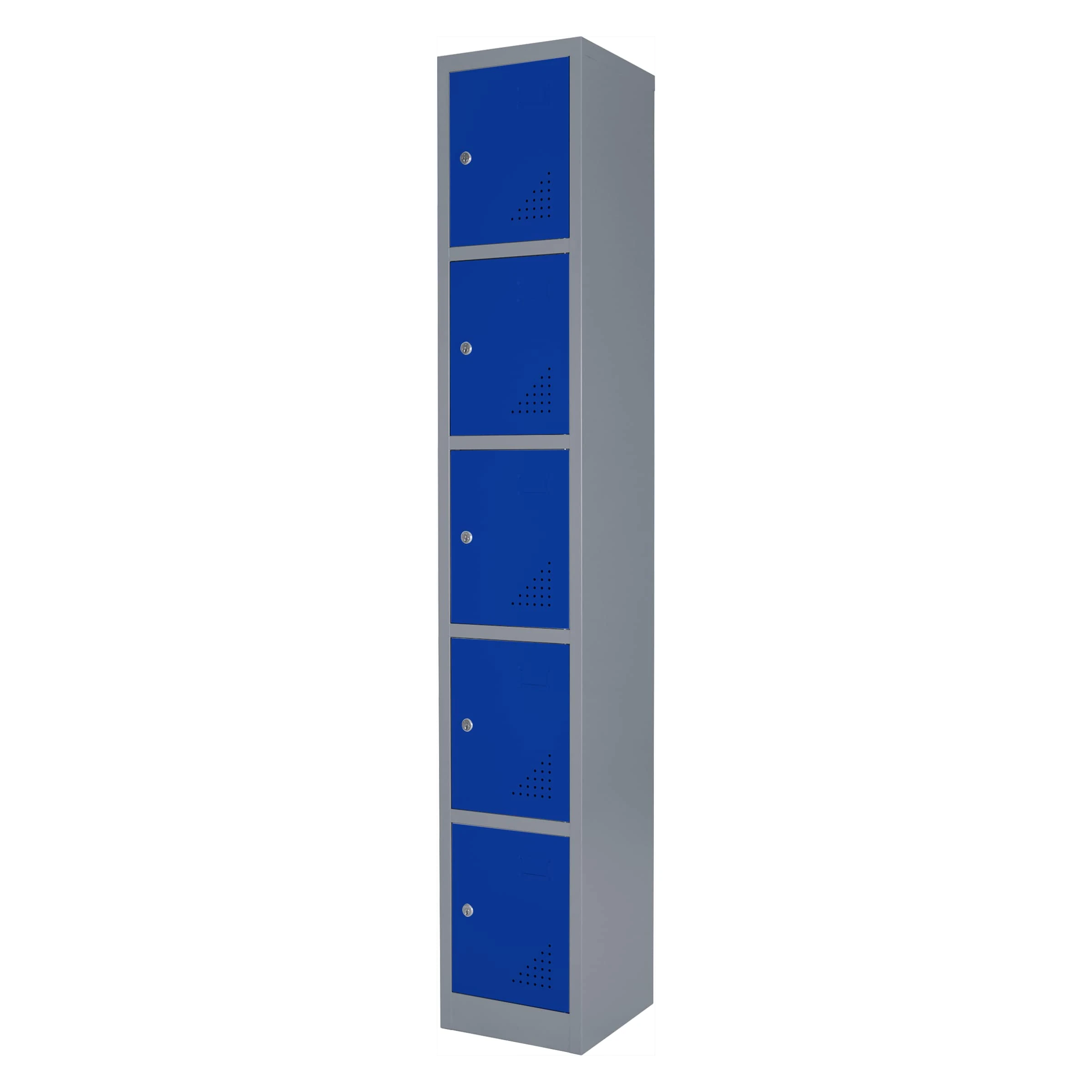 The Workplace Depot 5 Door Heavy Duty Locker Solid Steel Construction Ventilation Design Secure Key Lock Storage Solution Office or Warehouse (5 Door, Blue)
