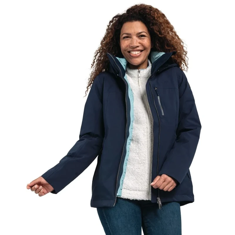 Schöffel Women's Krakau 3-in-1 Jacket L 422 Double, Blazer Navy, 36 (EU)