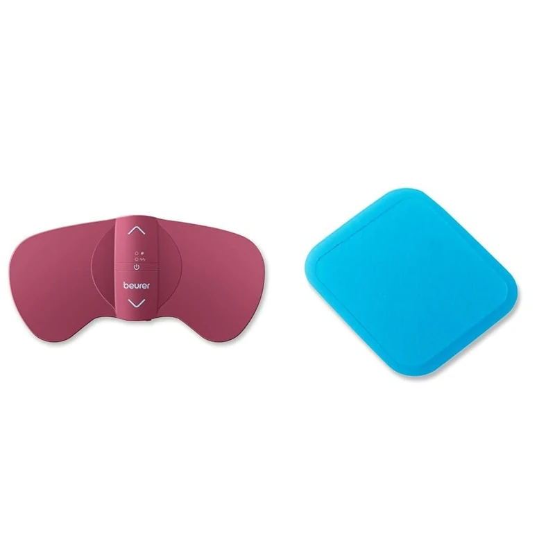 Beurer EM50 Menstrual Relax, TENS and Heat for Natural Menstrual Pain Relief, Suitable for Endometriosis, 15 Intensity Levels, Rechargeable Battery, Red & EM50 Electrode Replacement Set