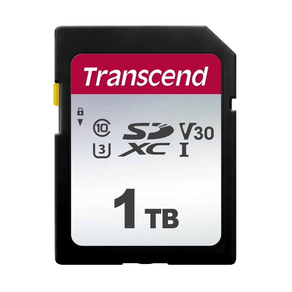 Transcend 1TB Highspeed SDXC Memory Card (for Digital Cameras; Pictures and Videos; Car Radio) Class 10, UHS-I U3, Video Speed Class V30 for 4K Ultra HD TS1TSDC300S