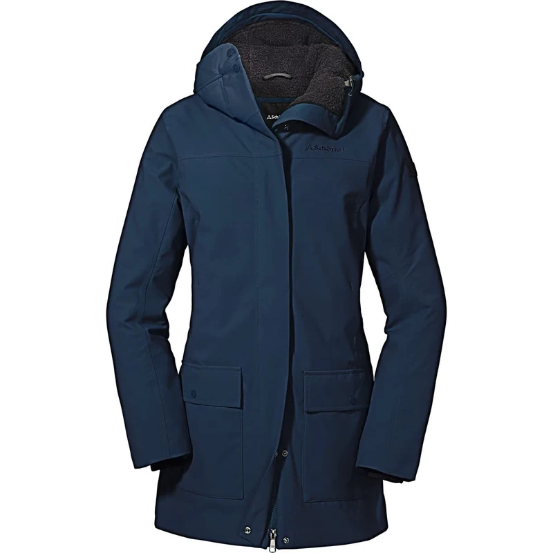 Schöffel Women's Ins. Rotterdam L Windproof and Waterproof Parka with Adjustable Waist, Winter Coat with 4-Way Stretch and Teddy Lining