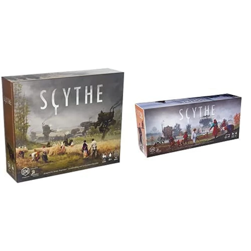 Asmodee Bundle of Stonemaier Games | Scythe + Scythe Expansion: Invaders from Afar | Board Game | Ages 14+ | 1-7 Players | 90-115 Minutes Playing Time