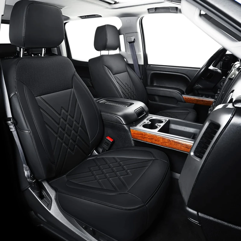 LUCKYMAN CLUB 2019-2022 Silverado/Sierra 1500&2020-2022 Silverado/Sierra 2500 3500 Crew Cab Cars Pickups Trucks Custom Seat Covers Full Set, Fit Trims Like LT,LTZ,RST,Custom(01-FullSet, Black)