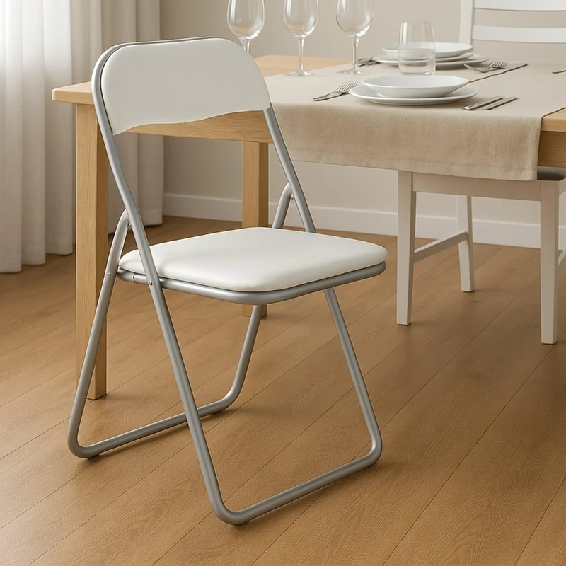 Dmora - Folding chair Marbella, Space-saving chair, Guest chair, Meeting seat in eco-leather, 43x47h80 cm, White