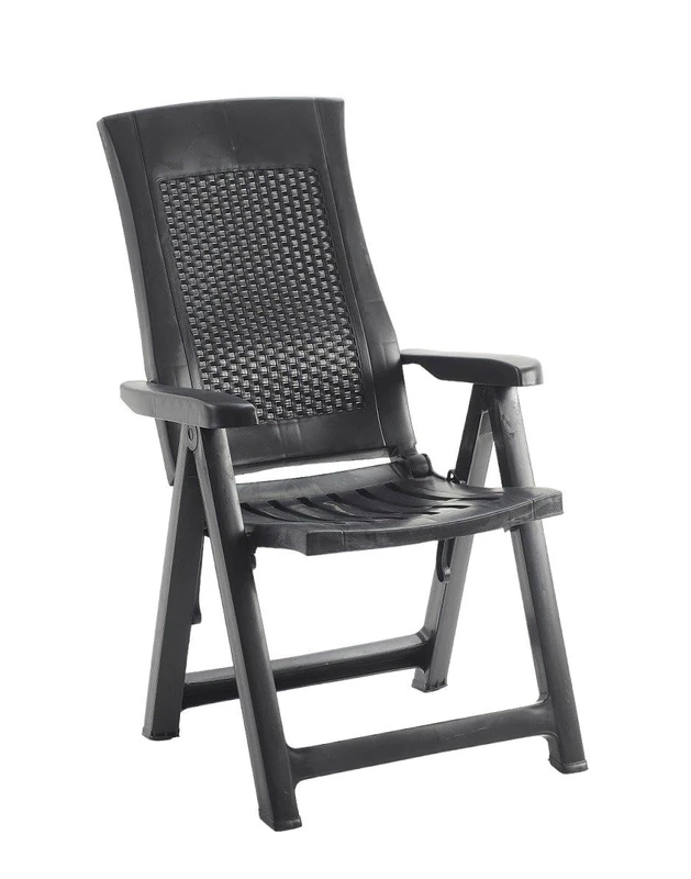 Dmora - Multi-position folding armchair, Rattan effect, Made in Italy, 59 x 67 x 106 cm, anthracite color - Image 1