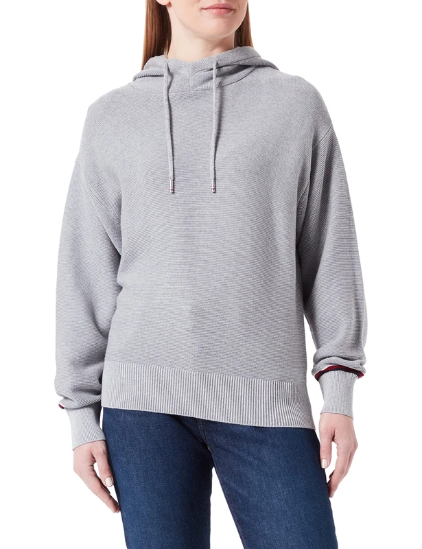 Tommy Hilfiger Women Jumper Hoodie, Grey (Light Grey Heather), M