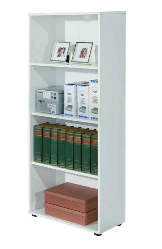 Dmora - Bookcase with four shelves, white color, 60 x 145 x 30 cm