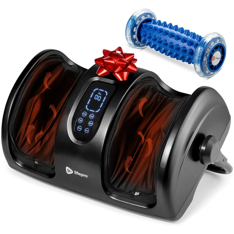 LifePro Shiatsu Foot Massager with Heat, Deep Kneading Leg Massager, Electric Foot Massagers for Pain and Circulation Comes with Reflexology Roller