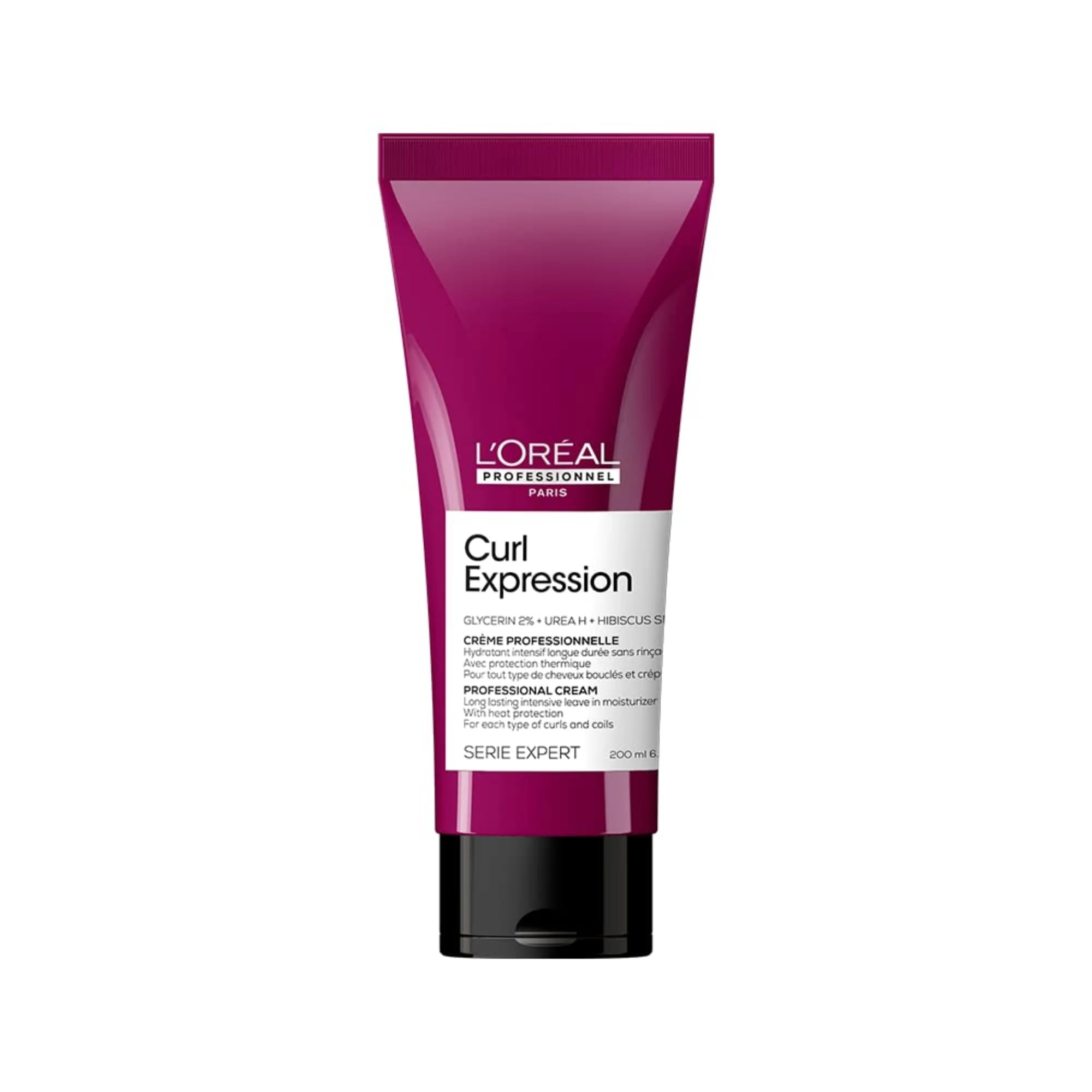 L'Oréal Professionnel Leave-In-Moisturiser, With Heat Protection, For Curly & Coily Hair, With Glycerin, Urea H and Hibiscus Seed Extract, Serie Expert Curl Expression, 200 ml