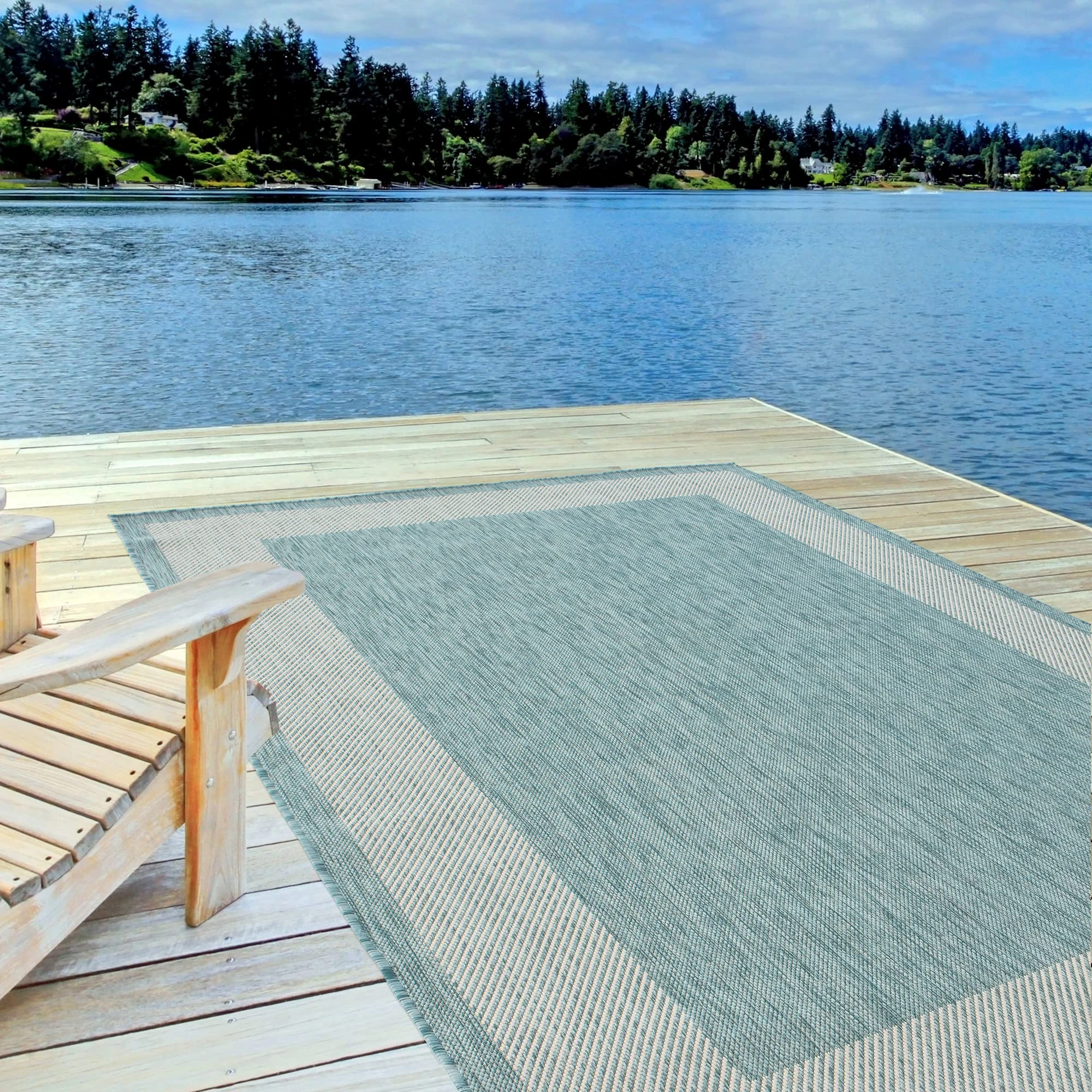 THE RUGS Outdoor Rug – Weather & UV Resistant Outdoor/Indoor Area Rugs - Durable Rugs for Patio, Deck, Garden, Kitchen, Bathroom or Living Room - Aqua, 140 x 200 cm