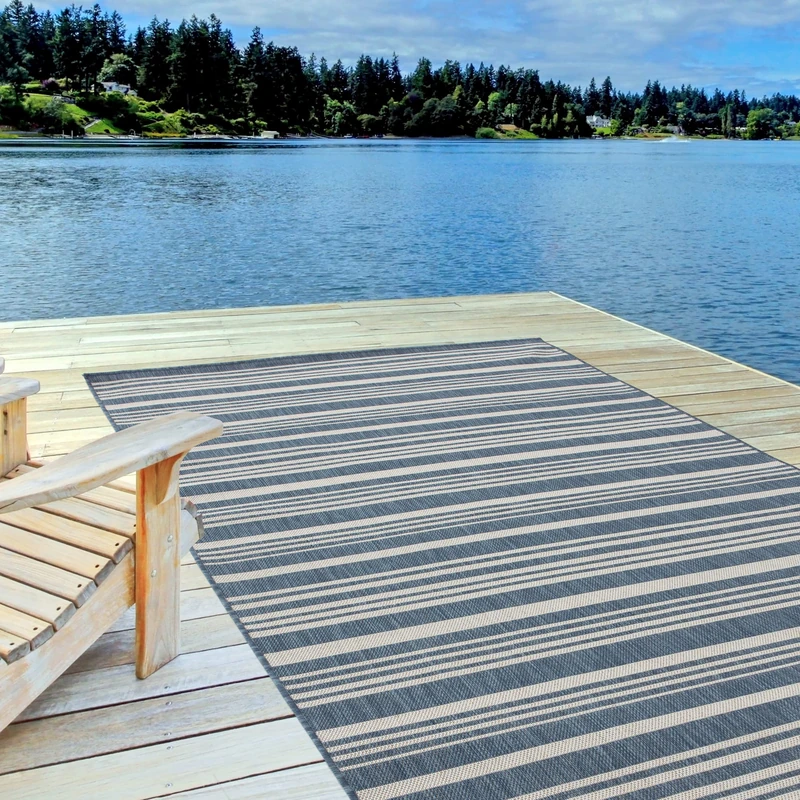 THE RUGS Outdoor Rug – Weather & UV Resistant Outdoor/Indoor Area Rugs - Durable Rugs for Patio, Deck, Garden, Kitchen, Bathroom or Living Room - Blue, 160 x 230 cm