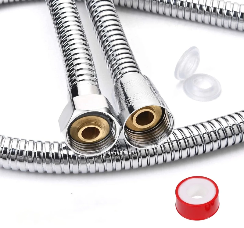 Ahyanz 1.5m Universal Shower Hose SUS 304 Stainless Steel, Anti-Kink with 2 Washers Premium Replacement Chrome Finish Flexible Shower Pipe Cable Rustproof & Leak Proof, Standard Fitting Support