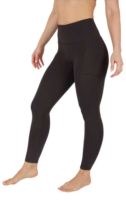 90 Degree By Reflex High Waist Fleece Lined Leggings - Yoga Pants, Chocolate Torte W/Pocket Fleece Lined, Large