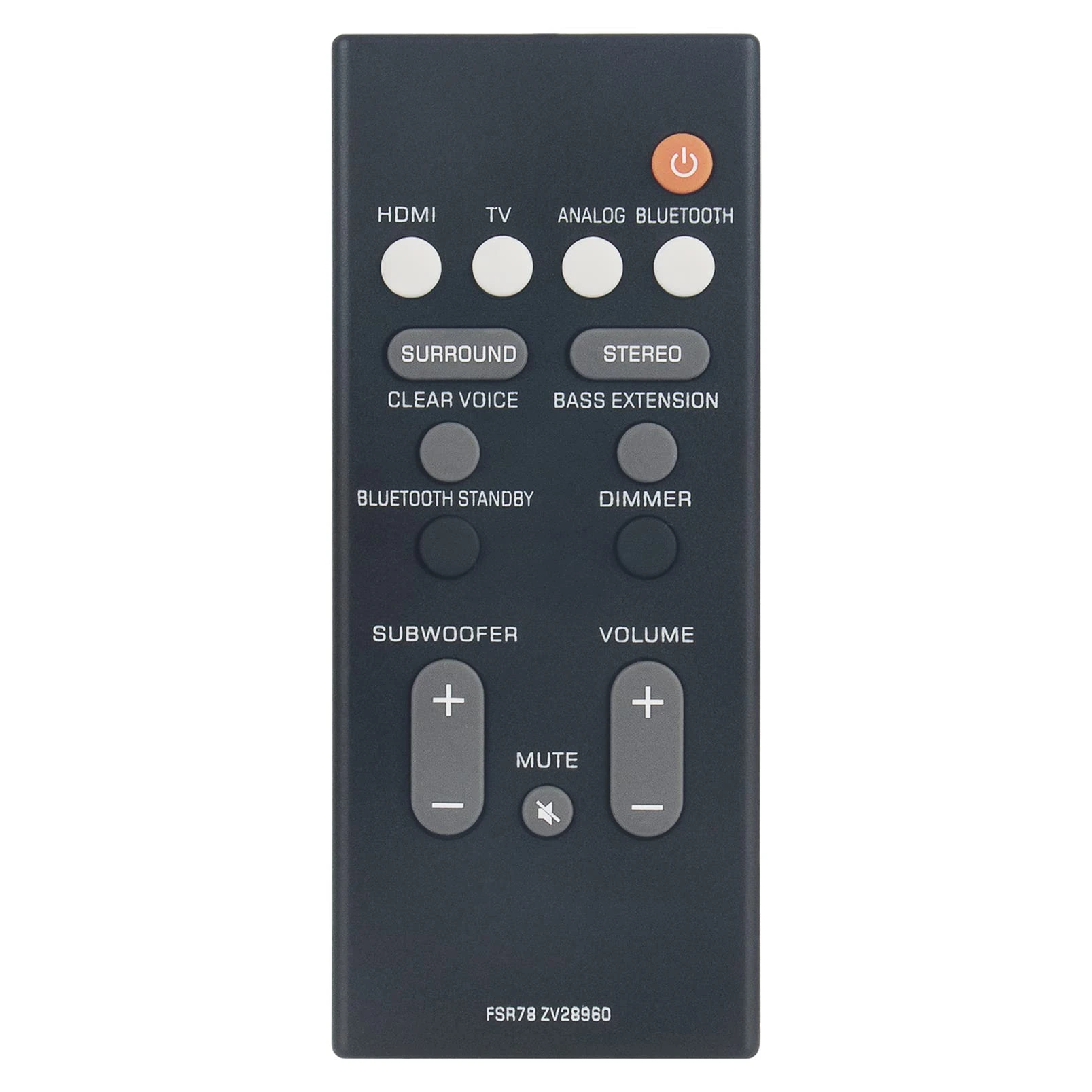 ALLIMITY FSR78 ZV28960 Remote Control Replace fit for Yamaha Soundbar ATS-1060 YAS-107 ATS-1070 YAS-207 NS-WSW42 ATS-2070 YAS-CU207 YAS-106 FSR78-ZV28960