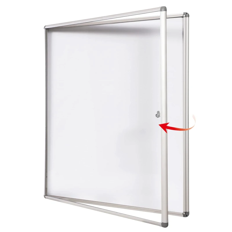 SWANCROWN Locking Bulletin Boards Enclosed Noticeboard White Glass Message Boards Indoor for School Office 38x38 inches (12xA4)