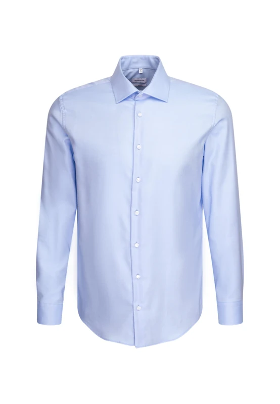 Seidensticker Men's Business Shirt - Slim fit - Non-Iron - Kent Collar - Long Sleeve - 100% Cotton Blau