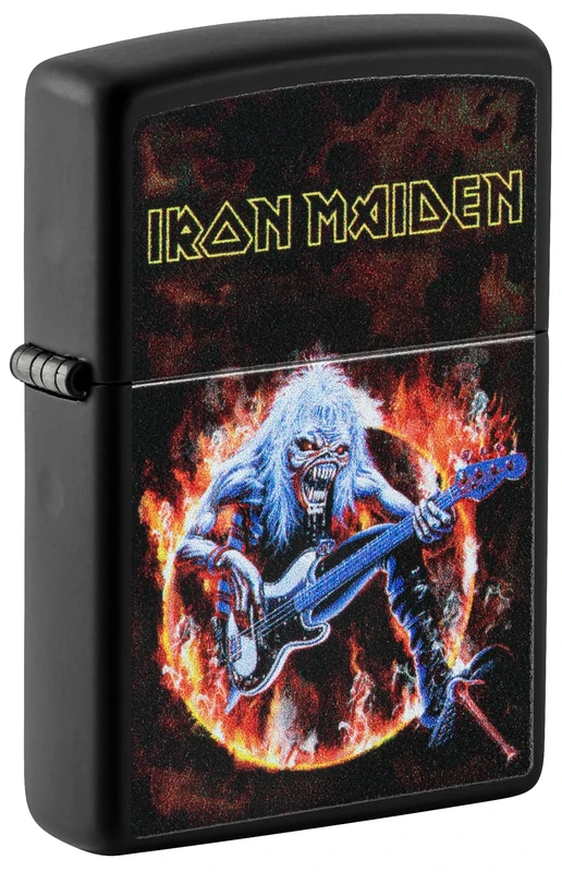 Zippo Windproof Lighter, Iron Maiden Design – Matt Black, Colour Image – Refillable, Reusable, Windproof Design – Comes in Gift Box – Made in USA