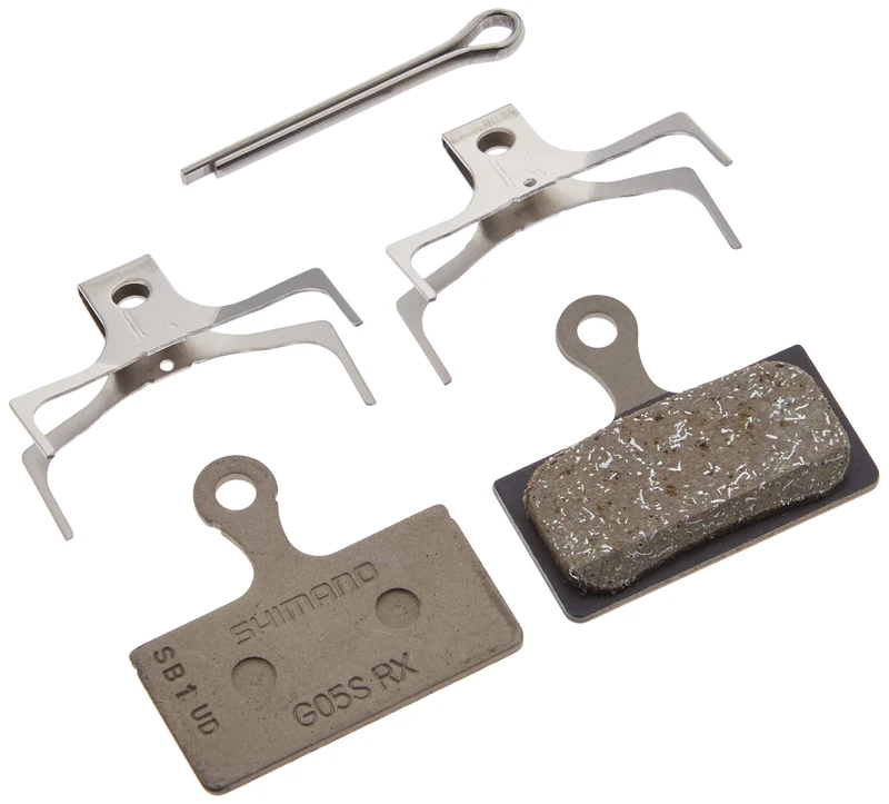 SHIMANO G05S-RX disc pads and spring, steel back, resin, box of 25