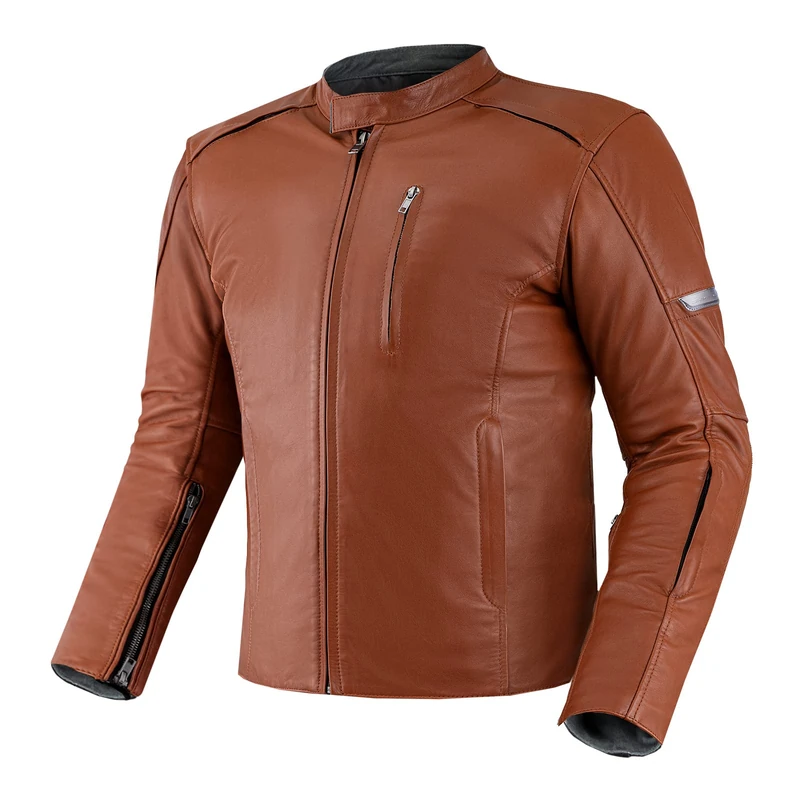 SHIMA HUNTER Motorcycle Jacket for Men | Vintage A+ Leather Mens Biker Jacket with CE Back, Shoulder, Elbow Armor Pads, Ventilation panels, reinforced double seams (Model 2022, Light brown, 5XL)