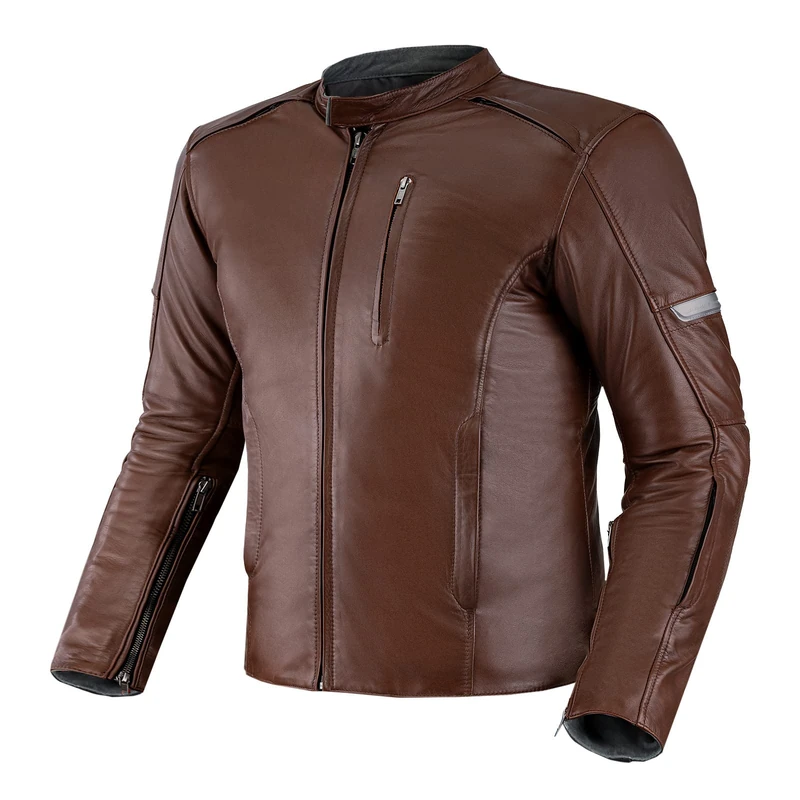 SHIMA HUNTER Motorcycle Jacket for Men | Vintage A+ Leather Mens Biker Jacket with CE Back, Shoulder, Elbow Armor Pads, Ventilation panels, reinforced double seams (Model 2022, Brown, 4XL)