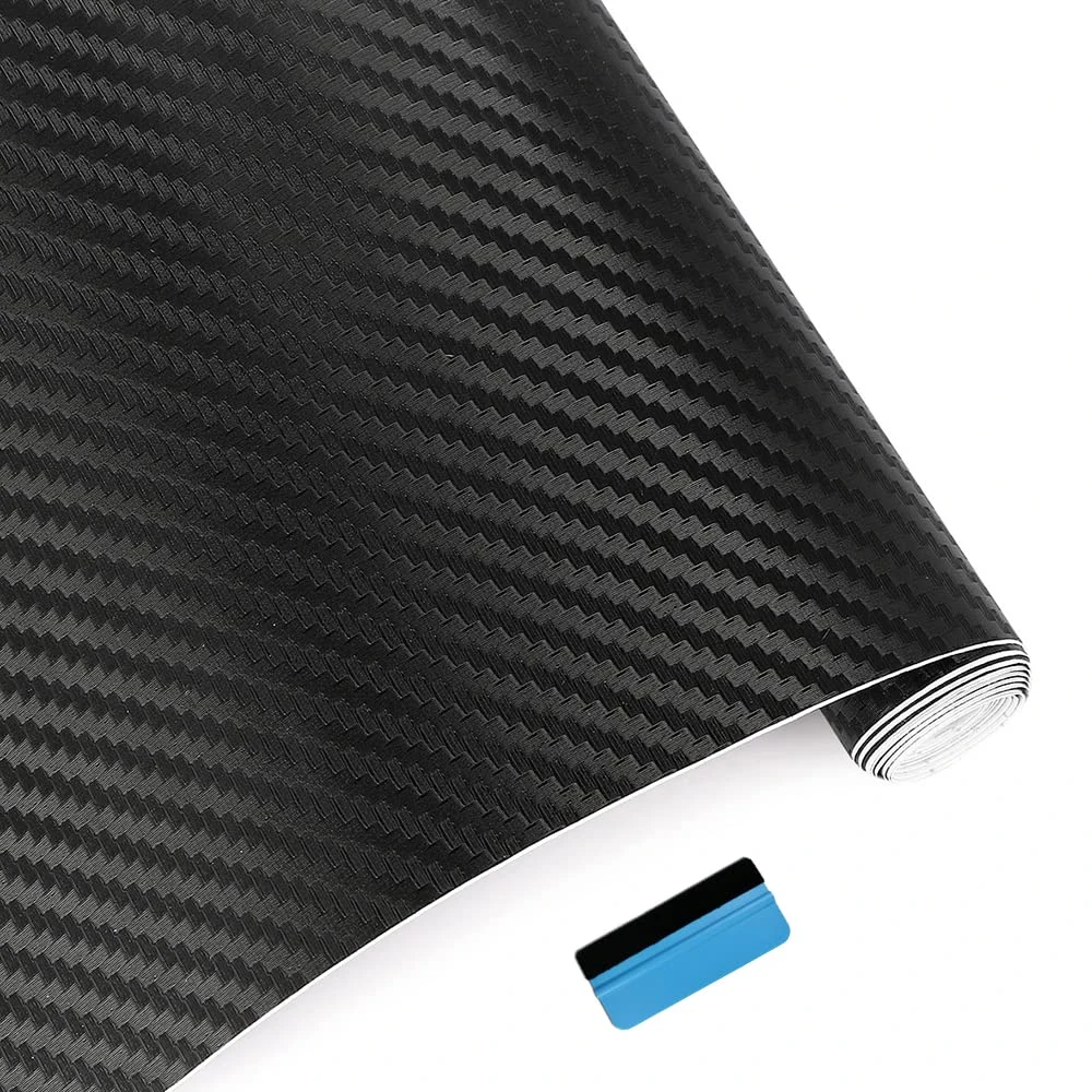 NewL 3D Carbon Fiber Vinyl Wrap Roll with Air Release Bubble Free Adhesive Film Contain Installation Tools (Black, 60cm x 150cm)