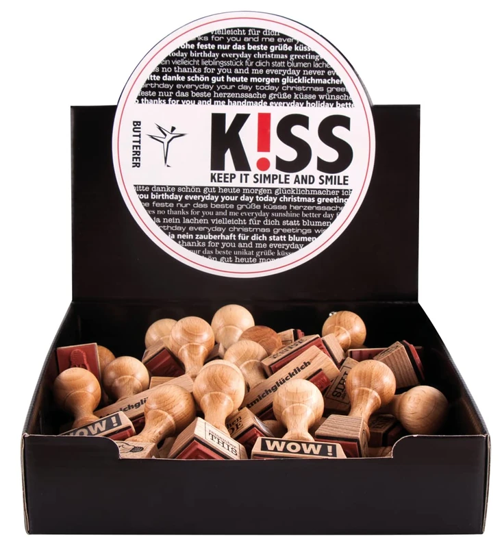 Rayher, Butterer 30 Wood Mounted Rubber Stamps for Bullet Journals, Card Making and Scrapbooking, Value Pack with 6 Different Designs, 30mm, 29130000