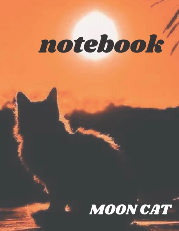 Notebook Moon Cat - 8.5 x 11 Inch Cat and Moon Journal