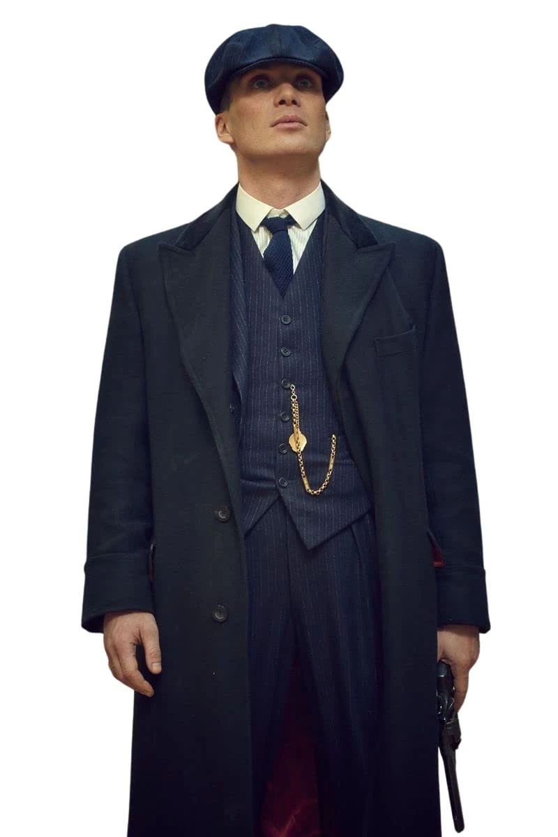 Men's Suits Navy Blue 3 Piece Pinstripe Peaky Blinders Suit - Regular Fit 3 Piece Slim Fit Navy Blue Suit