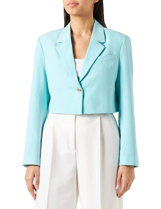 Jack & Jones Women's Jxmary Cropped Blazer Sn, Aruba Blue, S