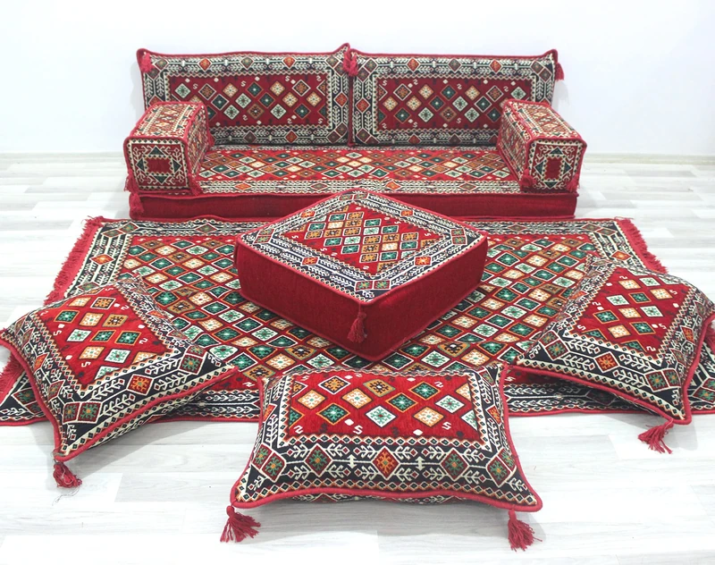 Traditional Large Sofa Set, Arabic Sofa Set, Floor Cushions, Seating Floor Sofa, Arabic Majlis, Moroccan Sofas, Cozy Sofa, Turkish Rug (Sofa Full Set)