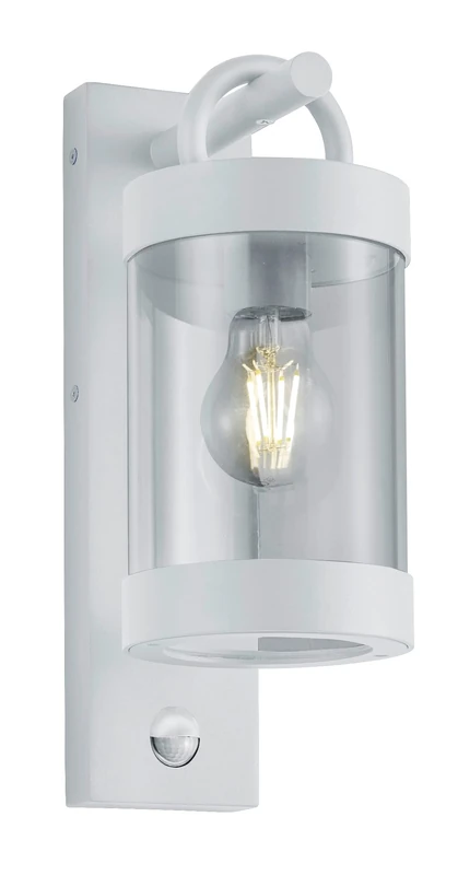 Trio Leuchten Sambesi 204169124 Outdoor Wall Light Die-Cast Aluminium Matte White Acrylic Clear 1x E27 Motion Sensor