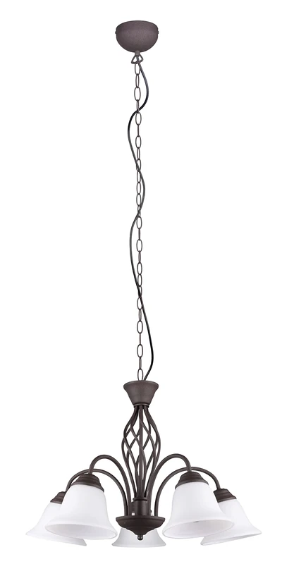 Trio Leuchten Rustica 101000524 Pendant Light Metal Rust-Coloured Glass Matte White 5X E14