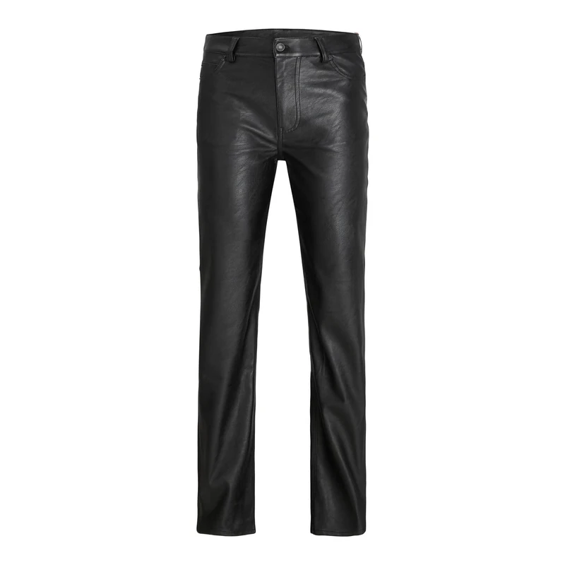 JJXX Women's Jxkenya Hw Straight Faux Leat Pants Noos Trousers, Black/Detail: Matte - Long, L