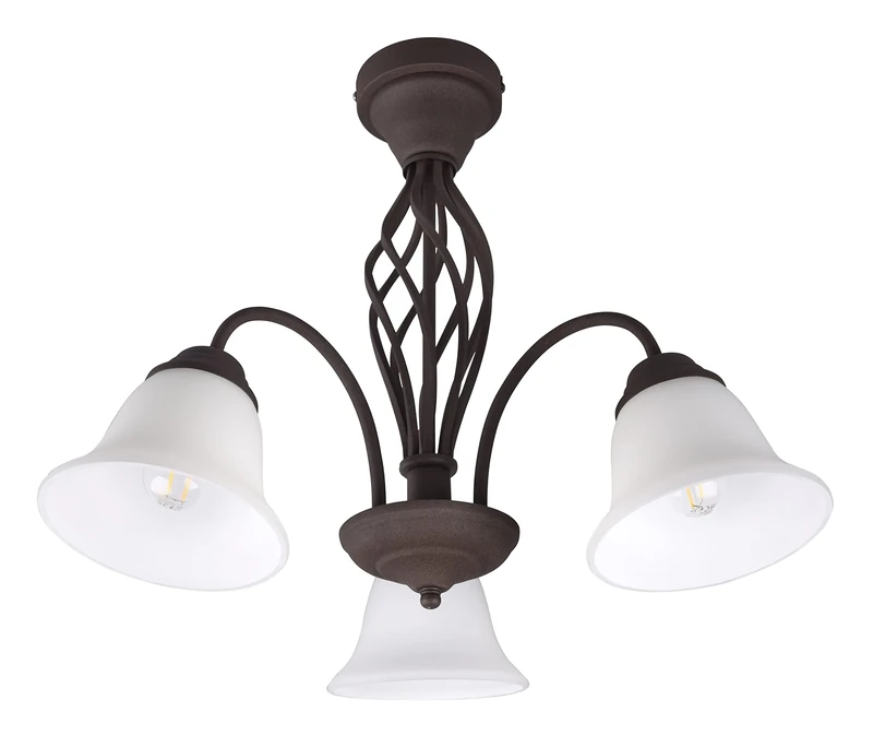 Trio Leuchten Rustica 601000324 Ceiling Light Metal Rust-Coloured Glass Matte White 3X E14