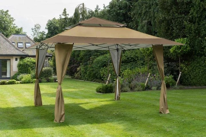 Norfolk Leisure | Heavy Duty 4M Square Pop Up Outdoor Gazebo Event Tent - Brown