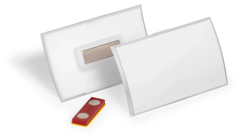 Durable Click Fold Name Badge - 54 x 90mm with Magnet - Anti-Twist - Made from Polypropylene - Pack of 10 - Transparent - Perfect for Events & Exhibitions