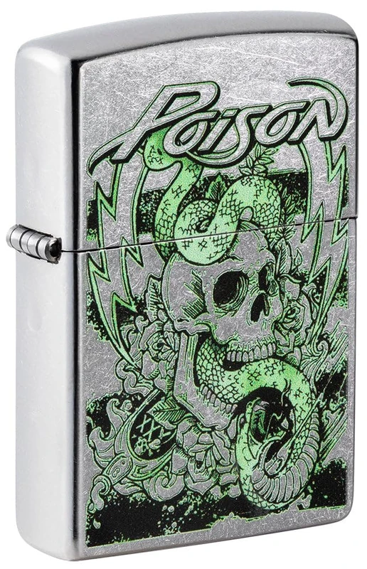 Zippo Windproof Lighter - Poison Model - Street Chrome Finish with Colour Image - Refillable - Reusable - Windproof Design - Gift Box - Made in USA