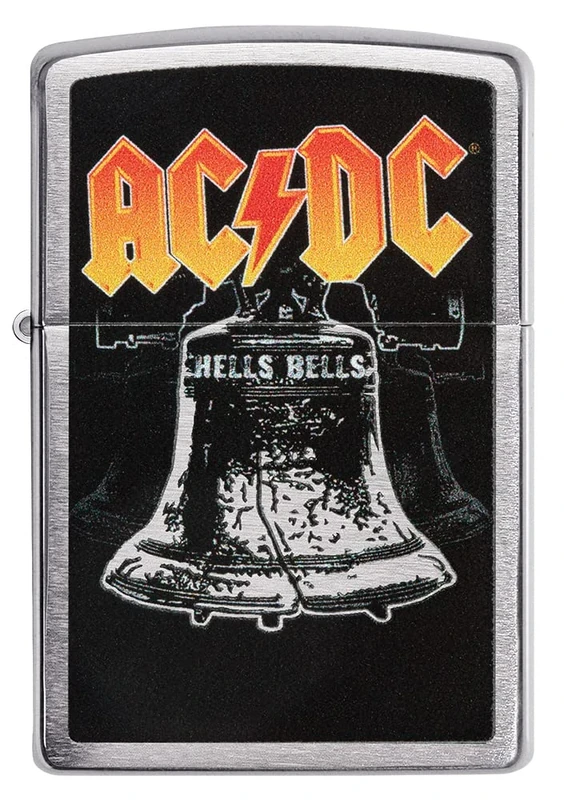 Zippo Windproof Lighter - AC/DC Hells Bells - Street Chrome Finish with Colour Image - Refillable - Reusable - Windproof Design - Gift Box - Metal - Made in USA