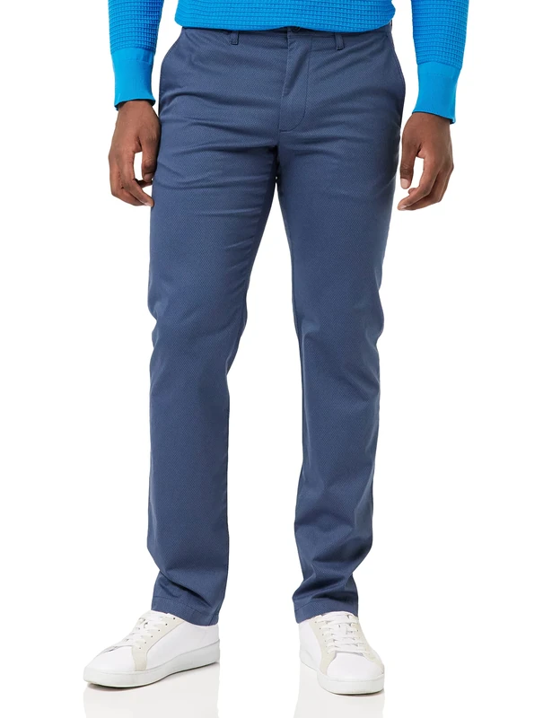 Tommy Hilfiger Men Denton Printed Structure Trousers Chino, Blue (Faded Indigo), 33W / 36L