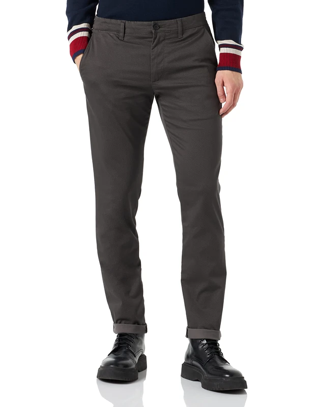 Tommy Hilfiger Men Bleecker Printed Structure Trousers Chino, Grey (Dark Ash), 36W / 34L