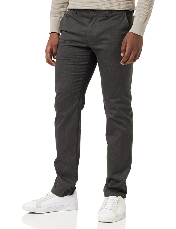 Tommy Hilfiger Men Denton Printed Structure Trousers Chino, Grey (Dark Ash), 28W / 30L