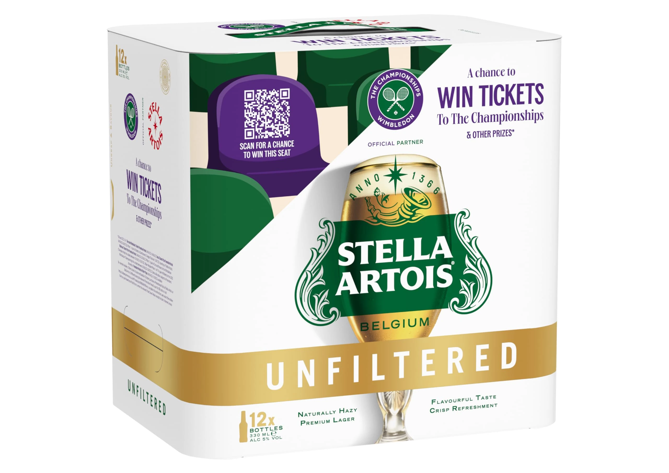 Stella Artois Unfiltered Bottles, 330 ml, Pack of 12