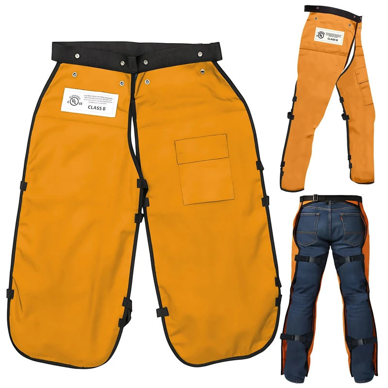 MGP SUPPLY Durable Chainsaw Safety Chaps with Pocket & Adjustable Belt, Apron Style, UL Certified 37" Orange Apron Chainsaw Chaps, Orange, Medium