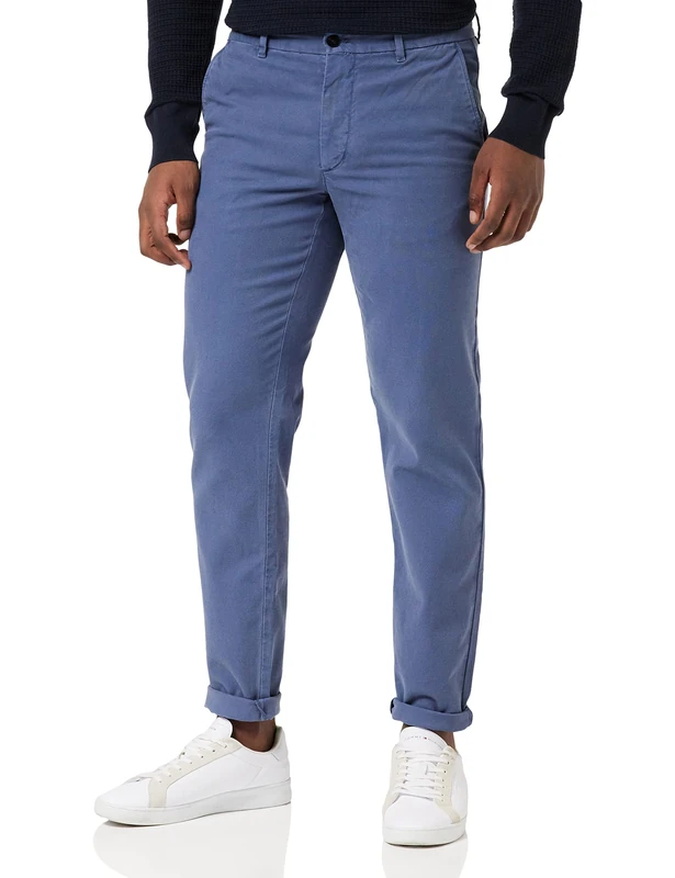 Tommy Hilfiger Men Chelsea Chino Honeycomb Trousers, Blue (Faded Indigo), 32W / 36L