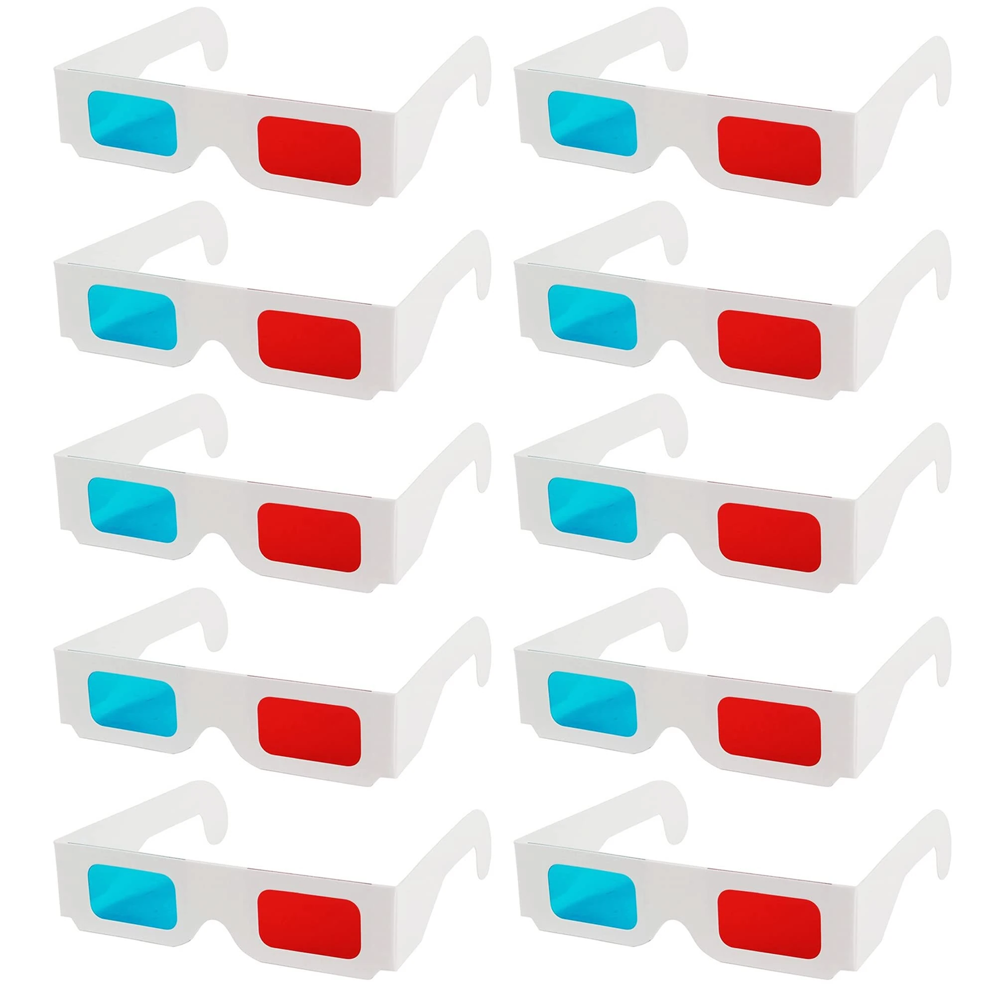 3D Glasses Anaglyph 3D Glass, 10Pcs Red and Cyan Anaglyph Paper Cardboard 3D Glasses 3D Virtual Video View 3D Video Glass for TV Movies Video Games Internet Images (Home & Cinema)