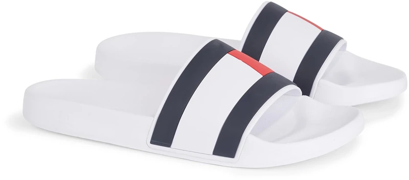 Tommy Hilfiger Men Rubber TH Flag Pool Slide Sandals, White (White), 45 EU
