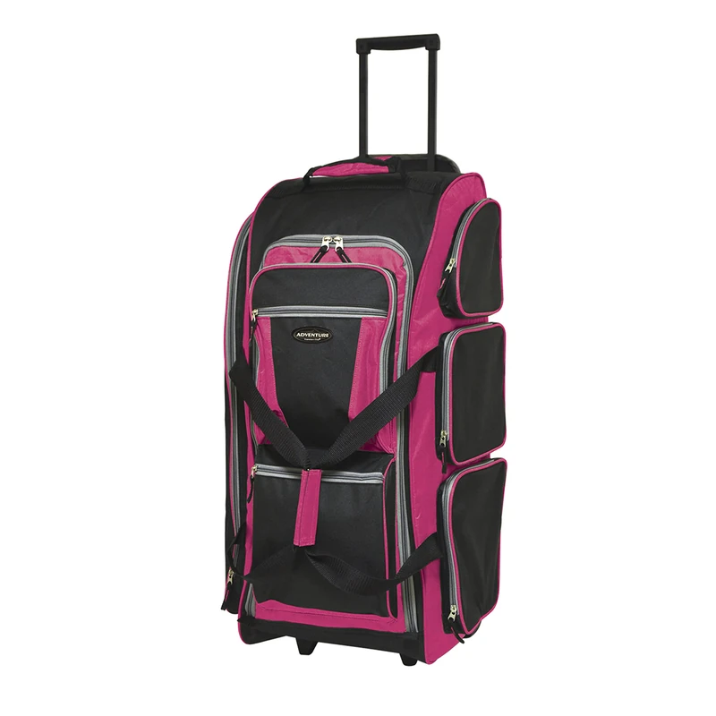 Travelers Club Xpedition 30 Inch Multi-Pocket Upright Rolling Duffel Bag, Hot Pink, 30" Suitcase, Xpedition 30 Inch Multi-Pocket Upright Rolling Duffel Bag